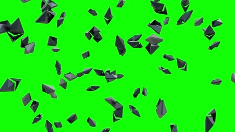 Cryptocurrency Ethereum Falling on Green Screen With Alpha Matte Stock Footage 154594069