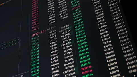 Cryptocurrency Exchange Chart, Depth of Market, Bitcoin Trading with Price Stock Footage 236522111