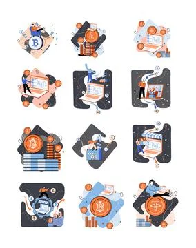 Cryptocurrency exchange platform, bitcoin transactions, cryptocurrency Illustrazione stock