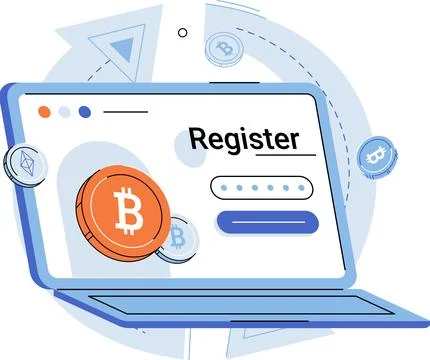 Cryptocurrency exchange platform, bitcoin transactions, crypto currency mar.. Illustrazione stock
