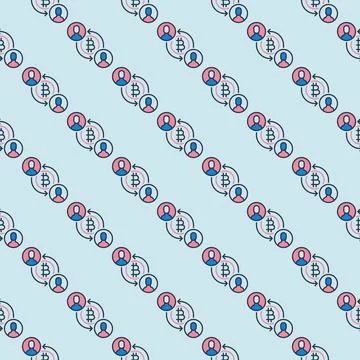 Cryptocurrency Exchange vector Bitcoin Crypto colored seamless pattern Ilustração Stock