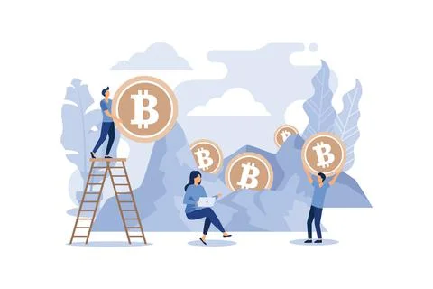 Cryptocurrency Exchange Vector Illustration Concept Showing a businessman buy Illustrazione stock