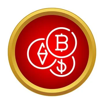 Cryptocurrency exchanging bitcoin, ethereum, and dollar symbols Stock Illustration