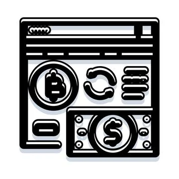 Cryptocurrency exchanging digital currency on web browser interface イラスト素材