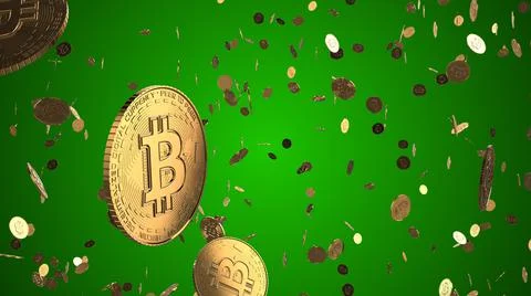 Cryptocurrency falling in slow motion Stock Illustration