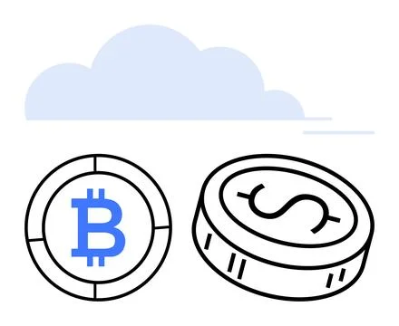 Cryptocurrency, financial technology, blockchain, cloud storage, digital econ Illustrazione stock