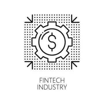 Cryptocurrency, fintech technology linear icon Stockillustratie