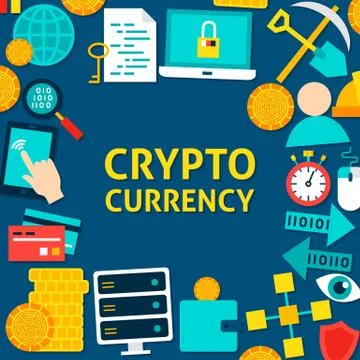 Cryptocurrency Flat Template Ilustração Stock