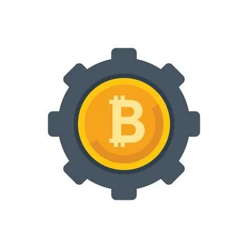Cryptocurrency gear icon flat vector. Financial payment Illustrazione stock