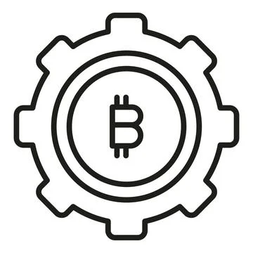Cryptocurrency gear icon outline vector. Financial payment Stock Illustration