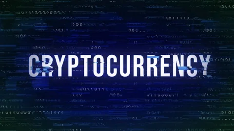 Cryptocurrency - Glitch Animated Buzzword with Binary in the Background Video stock 90275522