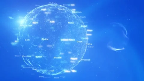 Cryptocurrency globe cyberspace animation Vídeo Stock 146750497