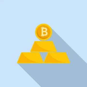 Cryptocurrency gold bar icon flat vector. Crypto money Ilustración de archivo
