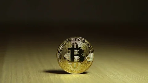 CryptoCurrency Gold Bitcoin. BTC. Bit Coin Stock Footage 83213434