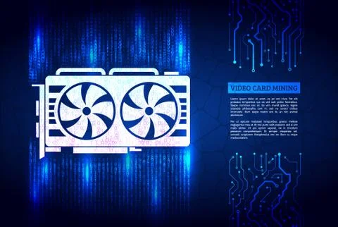 Cryptocurrency GPU mining. Stock Illustration