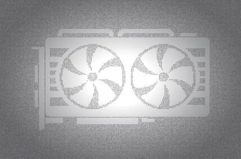 Cryptocurrency GPU mining. A stream of hexadecimal code on background. Stock Illustration