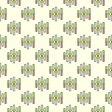 Cryptocurrency Graph vector Bitcoin Crypto Trading colored seamless pattern Stock Illustration
