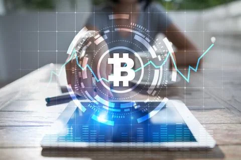 Cryptocurrency graph on virtual screen. Business, Finance and technology concept Stock-Fotos