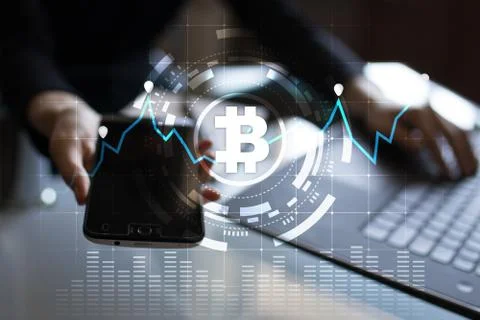 Cryptocurrency graph on virtual screen. Business, Finance and technology concept 스톡 사진
