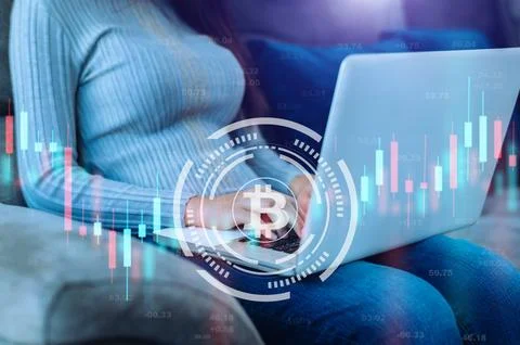 Cryptocurrency graph on virtual screen. Business, Finance and Bitcoin, Ethe.. Stock Photos