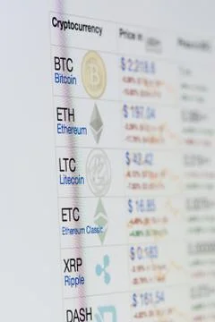Cryptocurrency graphic chart on screen 库存照片