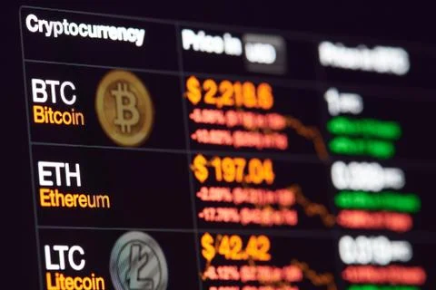 Cryptocurrency graphic exchange to dollar 库存照片