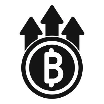 Cryptocurrency growing up, bitcoin coin increasing value with upward arrows Stock Illustration
