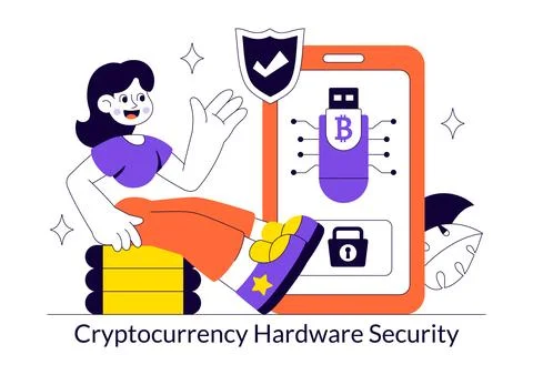Cryptocurrency Hardware Security Vector Illustration Featuring Digital Wall.. Stock Illustration