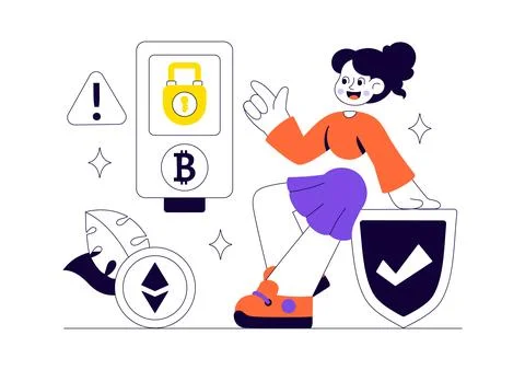 Cryptocurrency Hardware Security Vector Illustration Featuring Digital Wall.. Stock Illustration