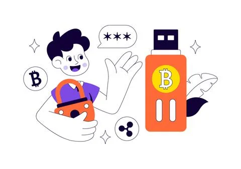 Cryptocurrency Hardware Security Vector Illustration Featuring Digital Wall.. Stock Illustration