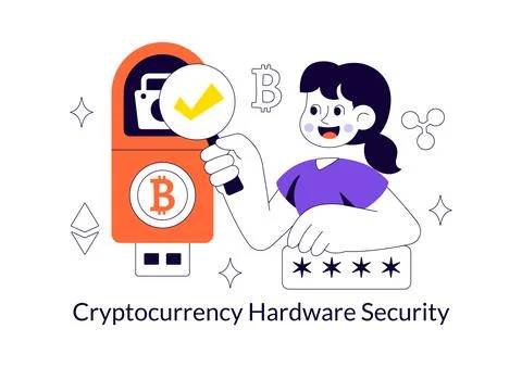 Cryptocurrency Hardware Security Vector Illustration Featuring Digital Wall.. Stock Illustration