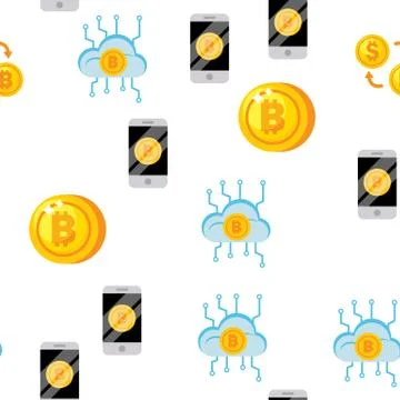 Cryptocurrency Icon Seamless Pattern イラスト素材