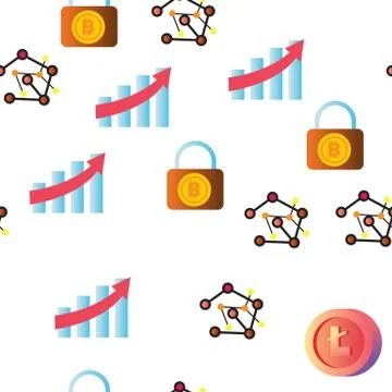 Cryptocurrency Icon Vector Seamless Pattern Illustrazione stock