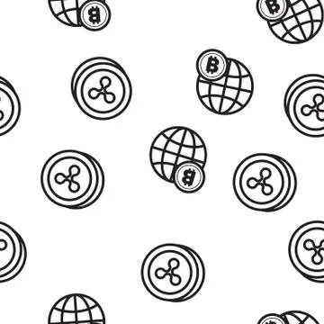 Cryptocurrency Icon Vector Seamless Pattern 스톡 일러스트