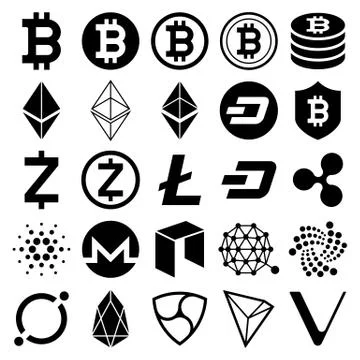 Cryptocurrency icons. Vector illustrations. Stock Illustration