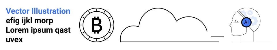 Cryptocurrency Integration with Cloud Technology and Artificial Intelligence Stockillustratie