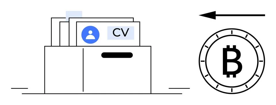 Cryptocurrency Integration in Recruitment Process with Digital CVs and Bloc.. Ilustração Stock