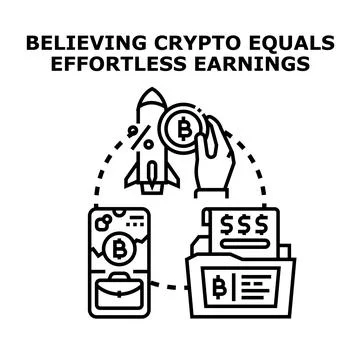 Cryptocurrency investment concept displaying quick profit misconception Stock Illustration