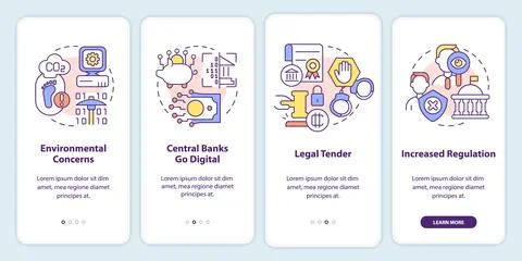 Cryptocurrency issues in nearest future onboarding mobile app screen Stock Illustration