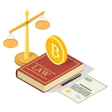 Cryptocurrency legalization vector concept flat isometric illustration Stock Illustration