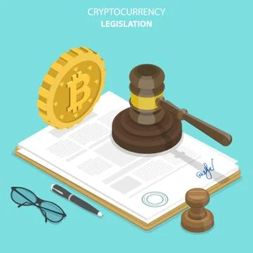 Cryptocurrency legislation flat isometric vector. Stock Illustration
