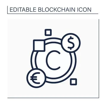 Cryptocurrency line icon Stock Illustration