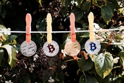 Cryptocurrency on the line Stock Photos