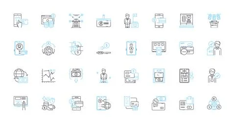 Cryptocurrency linear icons set. Bitcoin, Blockchain, Ethereum, Litecoin, Ripple イラスト素材