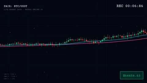 Cryptocurrency Live Market Data Trading Chart Animation With Bullish Trend Stock Footage 340810934