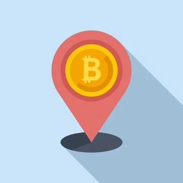 Cryptocurrency location icon flat vector. Crypto money Ilustración de archivo