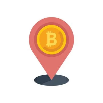 Cryptocurrency location icon flat vector. Crypto money Ilustración de archivo