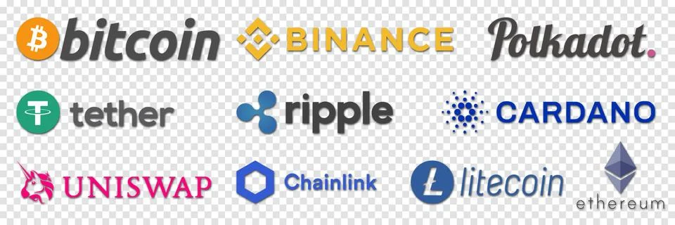 Cryptocurrency logo set Illustrazione stock