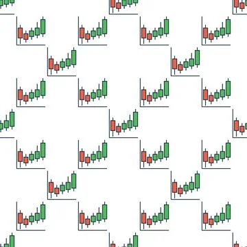 Cryptocurrency lond position graph vector colored seamless pattern Stock Illustration