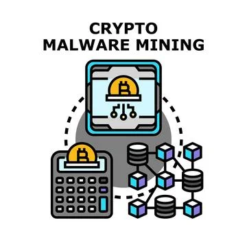 Cryptocurrency malware mining cyber attack concept 库存插图